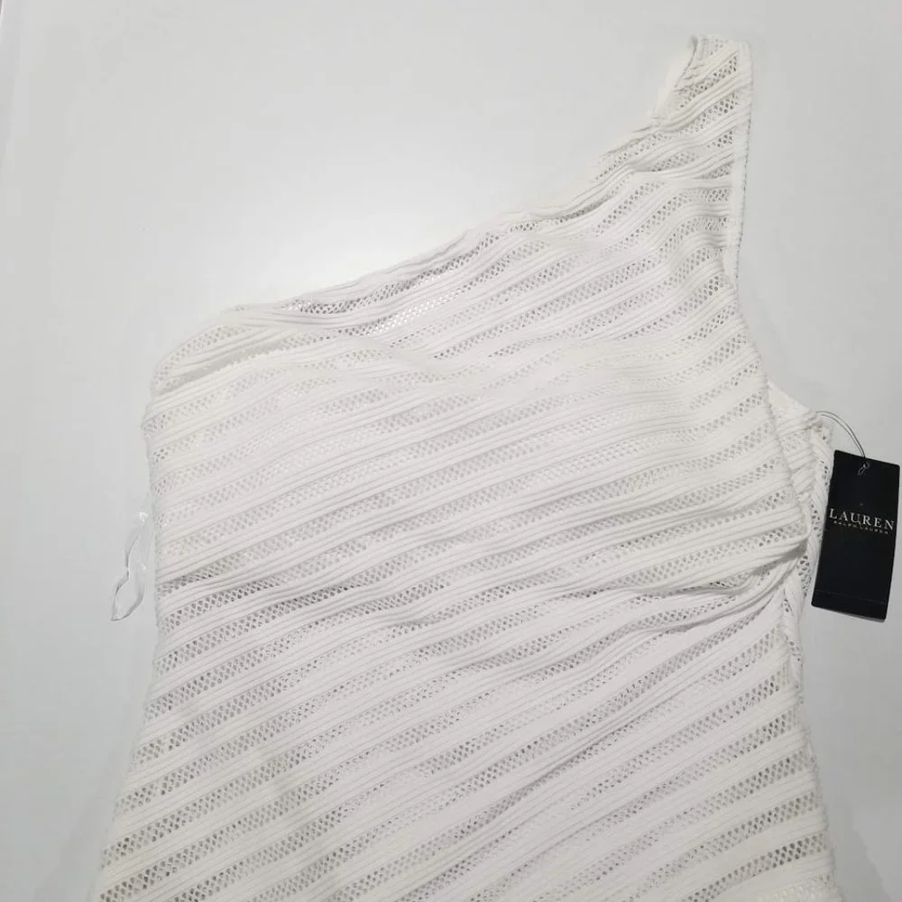 Lauren Ralph Lauren Ottoman Mesh One Shoulder One-Piece Size 14 - Picture 7 of 14